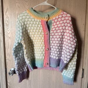 Pastel Ombre Bubble Knit Cardigan Sweater